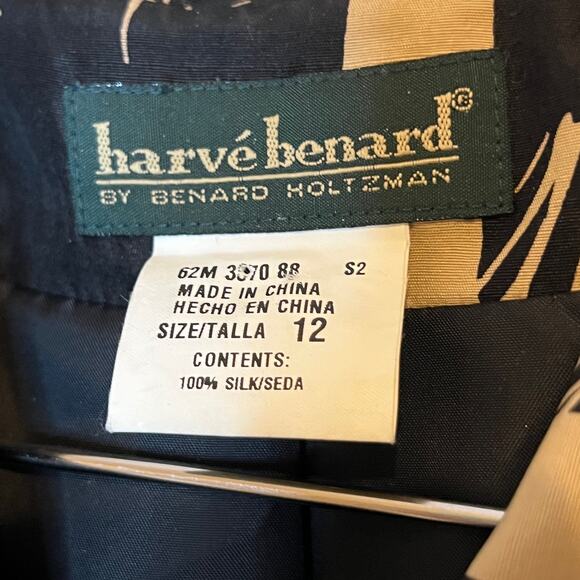 Harvé Benard by Bernard Holtzman 100% Silk Bamboo Jacket 3/4 Sleeve Size 12 - Picture 3 of 4